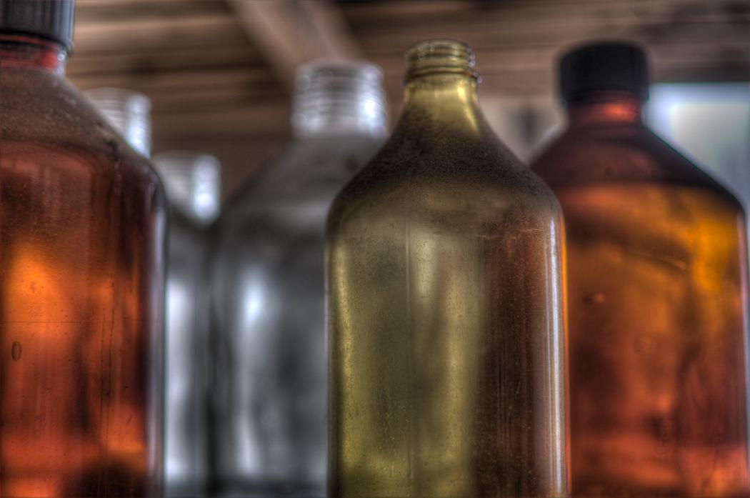 several bottles of liquid